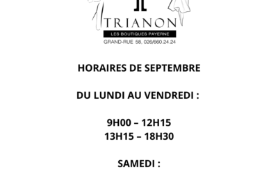 Horaires de septembre